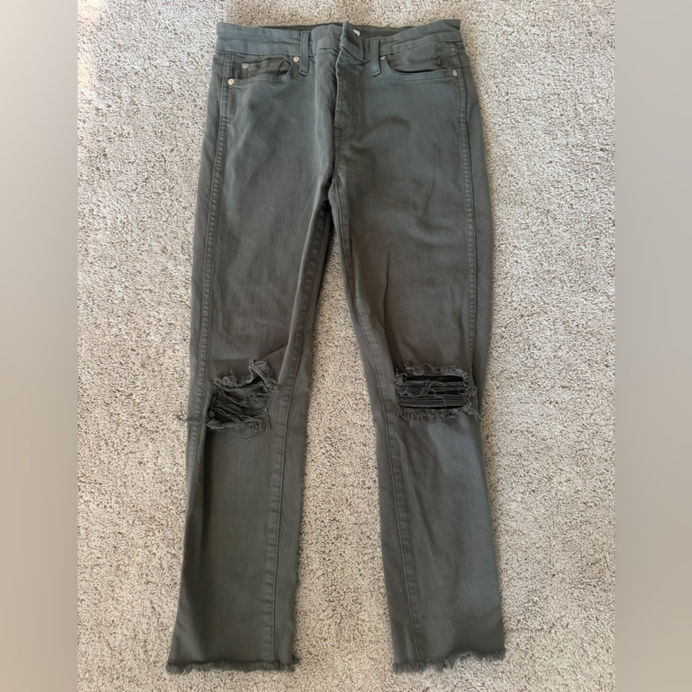 7 For All Mankind Women's Distressed Green Jeans size 28
